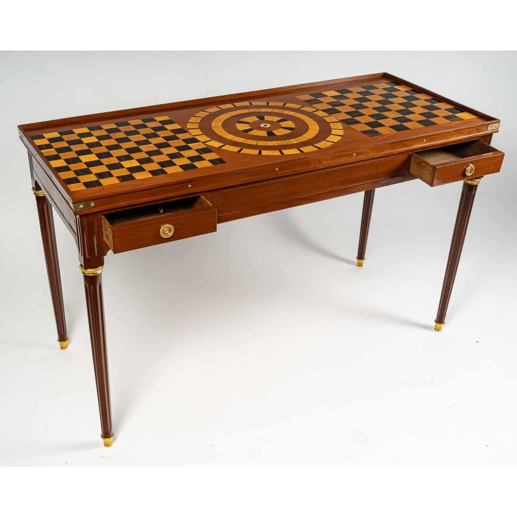 Table de jeux tric-trac d'époque Louis XVI (1774 - 1793).