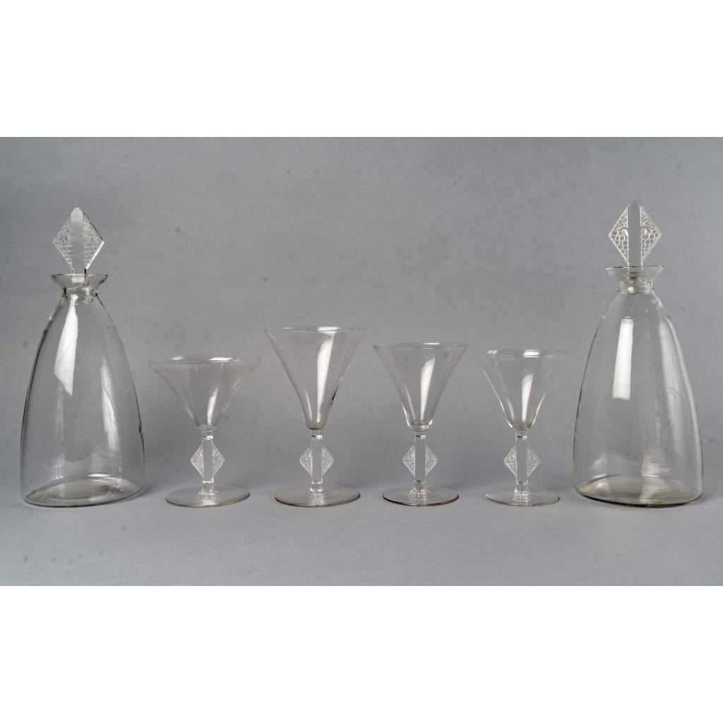 Service « Savergne » verre blanc de René LALIQUE – 34 Pièces | Biron ||||||||||||