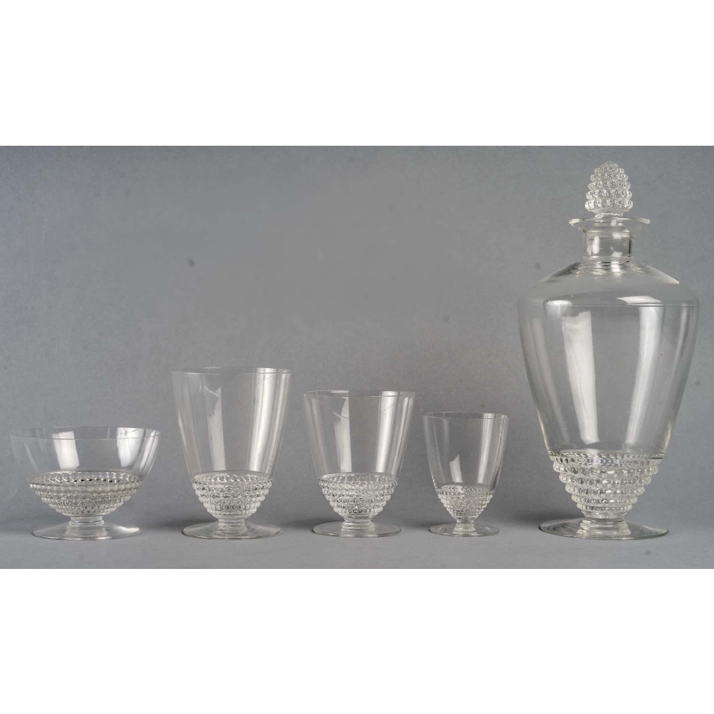 Service « Nippon » verre blanc de René LALIQUE – 33 Pièces | Biron |||||||||||