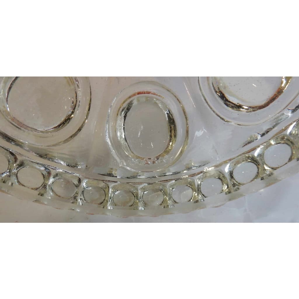 1950/70 Paire de Bougeoirs En Cristal Opalescent Et Rouge Photophores Baccarat Signés
