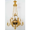 Lustre en bronze doré et métal patiné dit « aux Termes » fin XIXème Siècle | Biron Lustre en bronze doré et métal patiné dit "aux Termes" fin XIXème Siècle