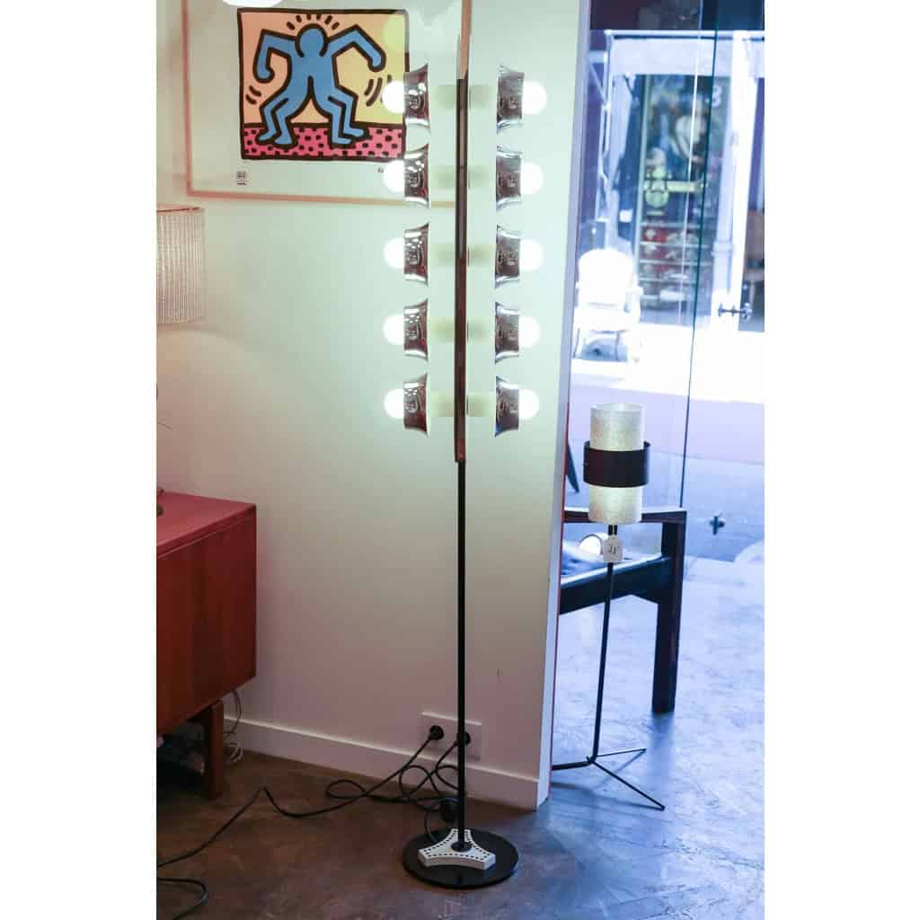 Angelo Cucci, Lampadaire en métal laqué blanc et chromé, années 1960 | Biron Angelo Cucci, Lampadaire en métal laqué blanc et chromé, années 1960
