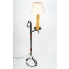 Lampadaire en fer forgé et cuire, 1960 | Biron Lampadaire en fer forgé et cuire, 1960