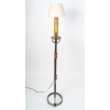 Lampadaire en fer forgé et cuire, 1960 | Biron Lampadaire en fer forgé et cuire, 1960