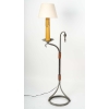 Lampadaire en fer forgé et cuire, 1960 | Biron Lampadaire en fer forgé et cuire, 1960