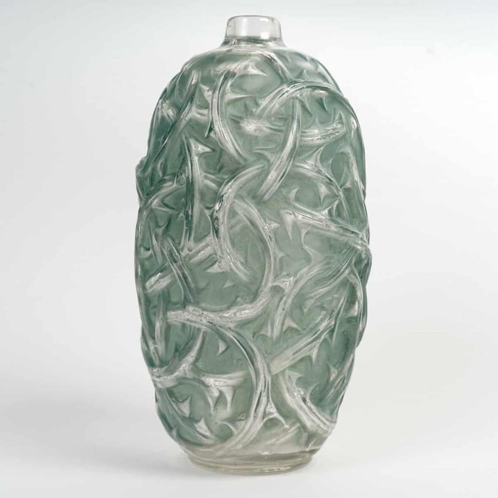 Vase « Ronces » verre blanc patiné vert de René LALIQUE | Biron |||||||||