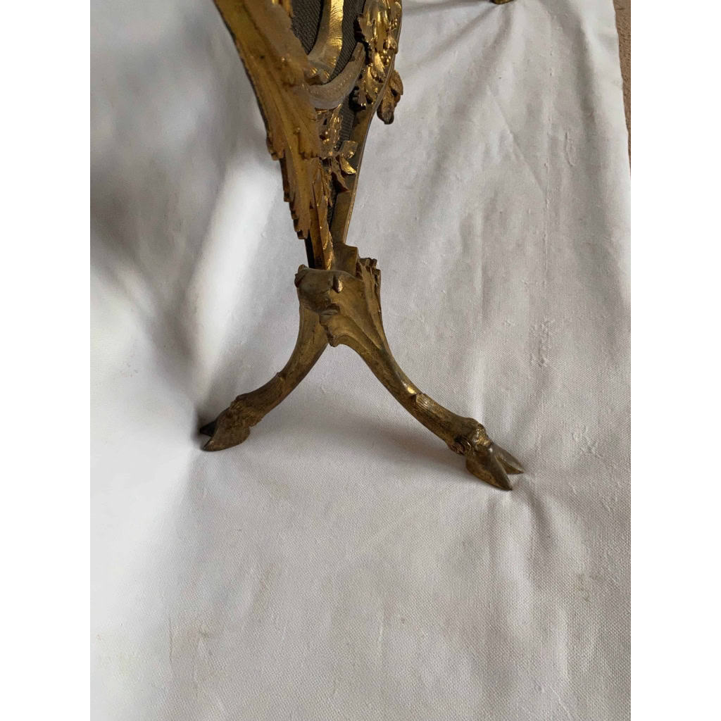 1880′ Pare Etincelles N3 En Bronze Doré Aux Pots De Fleurs 6