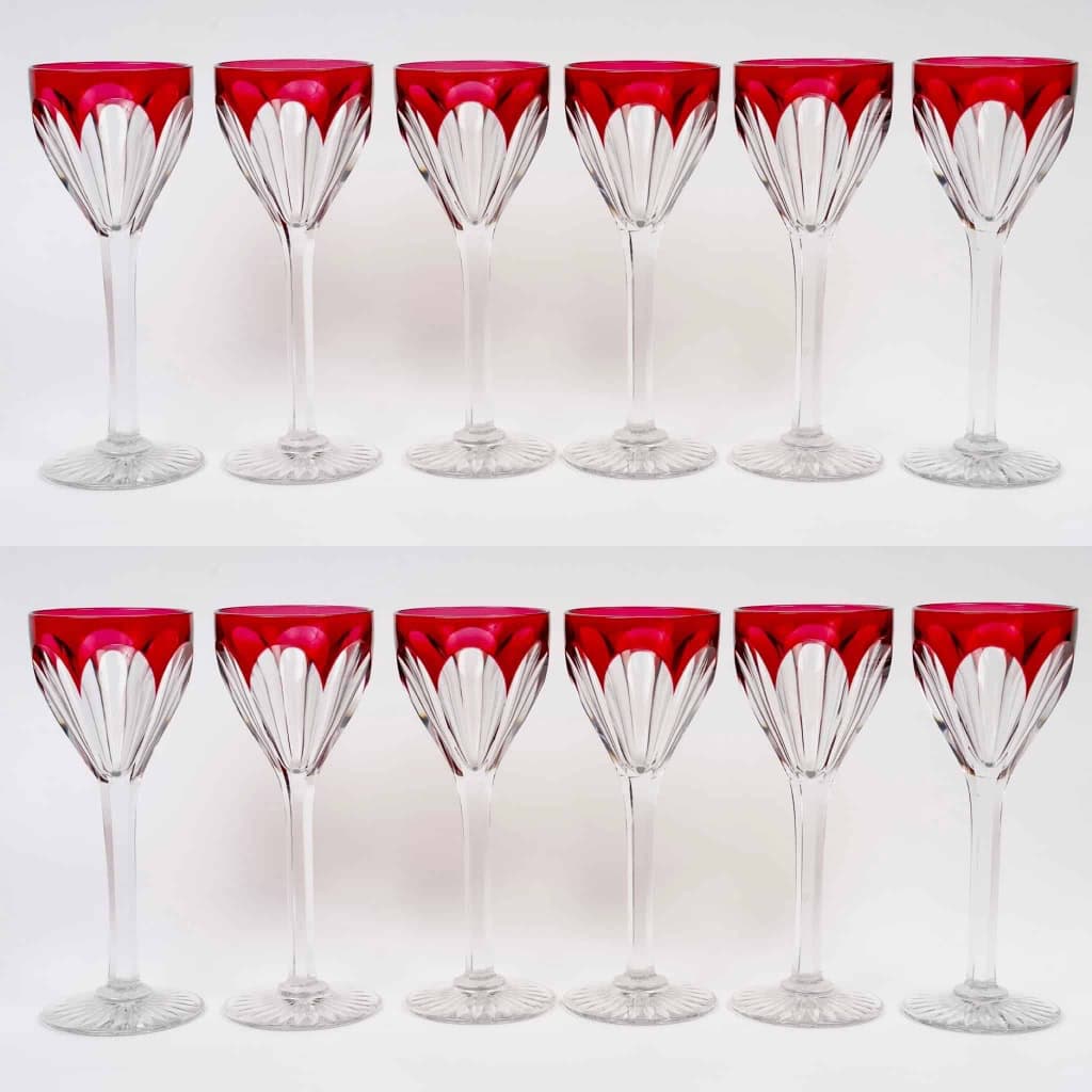 Service de Verres « Bristol » grand modèle cristal rouge de SAINT LOUIS – 12 pièces | Biron |||||