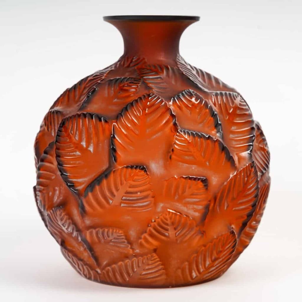 Vase « Ormeaux » verre ambre de René LALIQUE | Biron ||||||