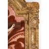 Christ en ivoire sur son présentoir en bois sculpté et doré, XVIIIème siècle
