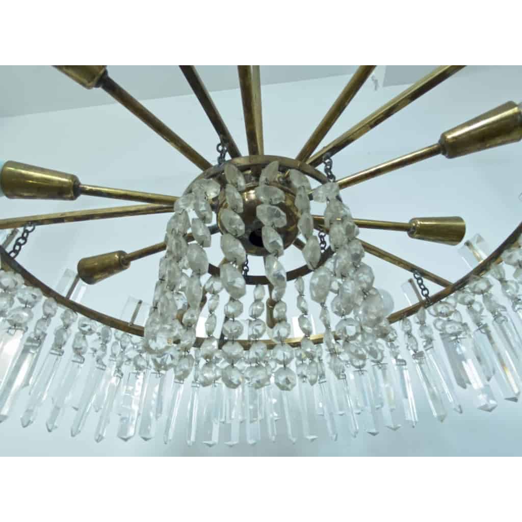 1960′ Lustre Circulaire A 2 Étages Laiton Et Cristal, BAKALOWITS & SÖHNE | Biron 1960′ Lustre Circulaire A 2 Étages Laiton Et Cristal, BAKALOWITS & SÖHNE