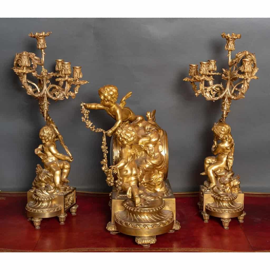 Garniture en bronze signée de Deniere, XIXème siècle | Biron Garniture en bronze signée de Deniere, XIXème siècle
