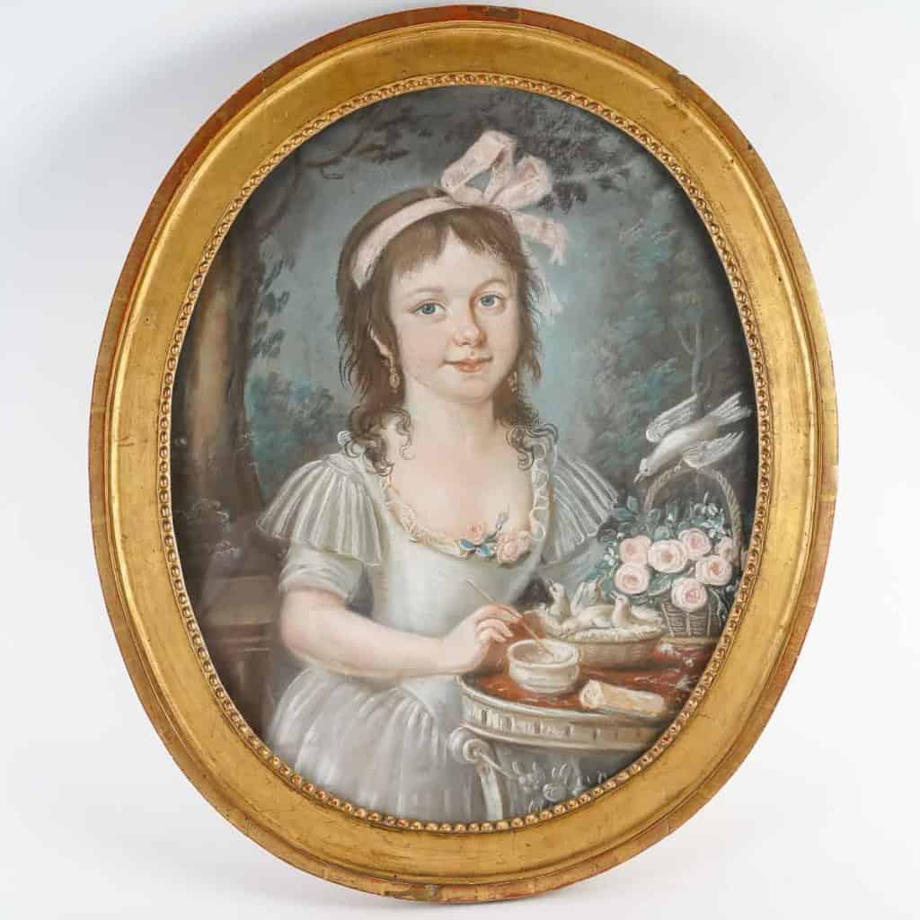 Portrait d’une jeune fille au ruban rose. | Biron ||||||