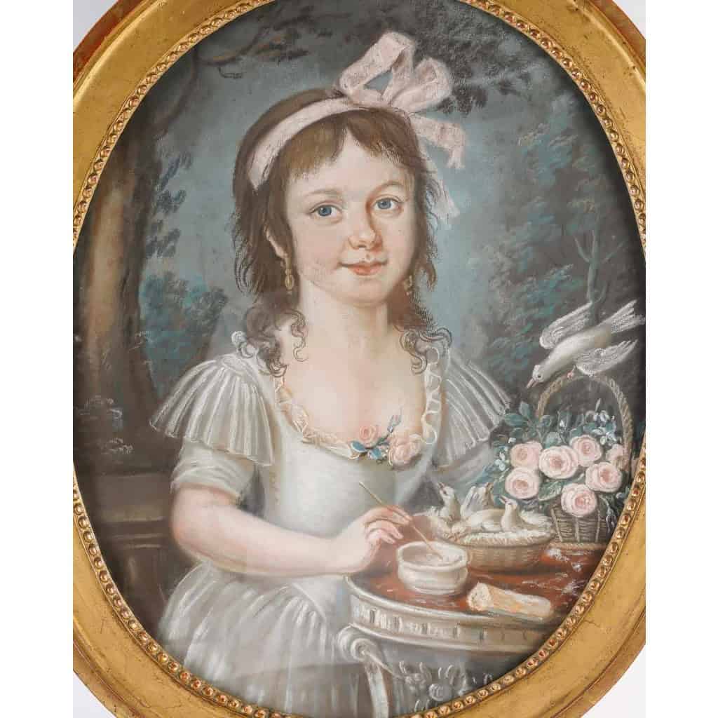 Portrait d’une jeune fille au ruban rose. | Biron Portrait d'une jeune fille au ruban rose.