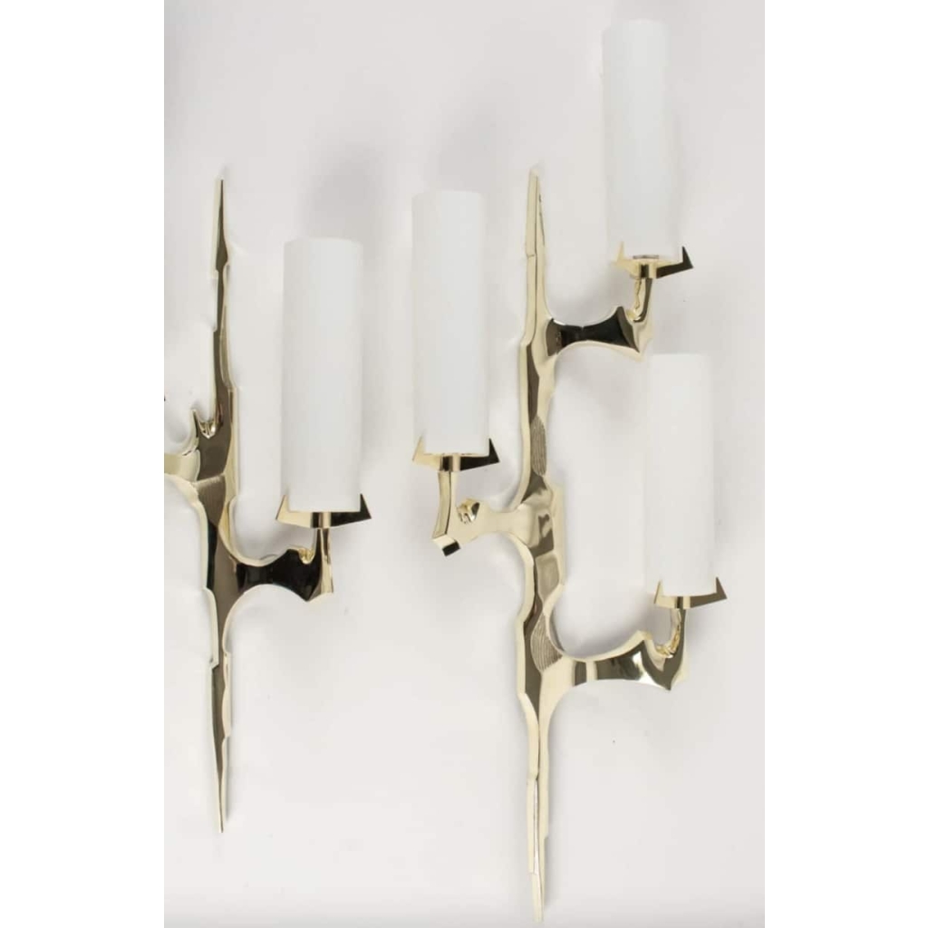Série de 2 Appliques en bronze doré Maison Arlus 1950 | Biron Série de 2 Appliques en bronze doré Maison Arlus 1950