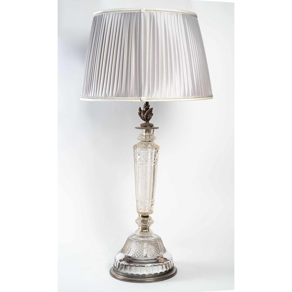 Une lampe en cristal et argent massif fin XIXème siècle | Biron |||||||||