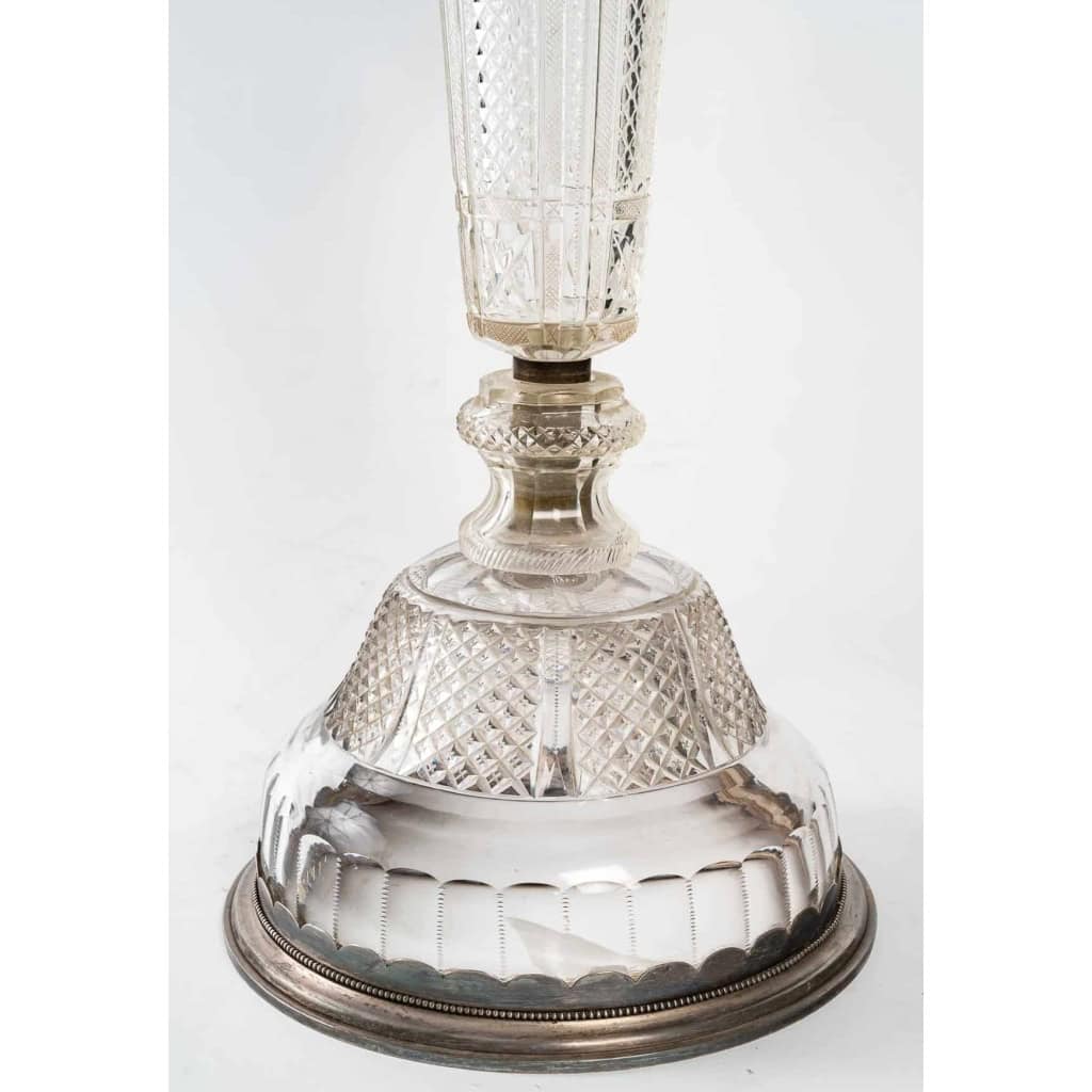 Une lampe en cristal et argent massif fin XIXème siècle | Biron Une lampe en cristal et argent massif fin XIXème siècle