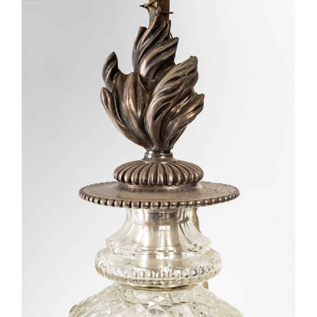 Une lampe en cristal et argent massif fin XIXème siècle | Biron Une lampe en cristal et argent massif fin XIXème siècle