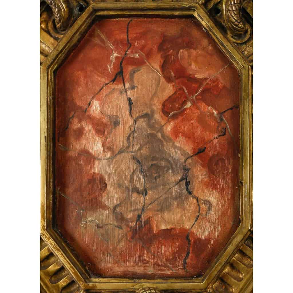 Paire d’appliques en bronze à 5 lumières, encadrant des médaillons en scaglione XIXème siècle | Biron Paire d’appliques en bronze à 5 lumières, encadrant des médaillons en scaglione XIXème siècle
