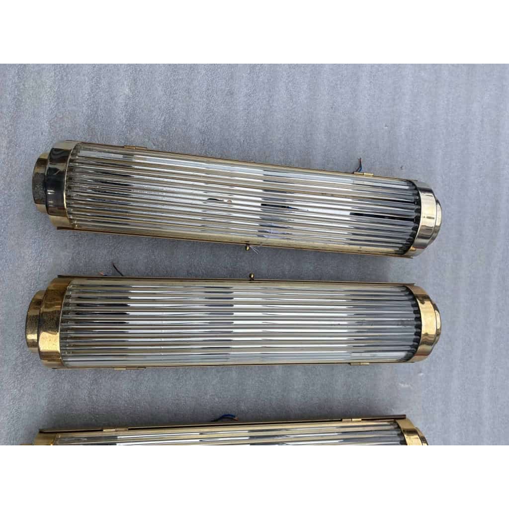 1970′ Série de 4 appliques A Tubes de Verre Style Genet Michon Ou Petitot | Biron 1970′ Série de 4 appliques A Tubes de Verre Style Genet Michon Ou Petitot