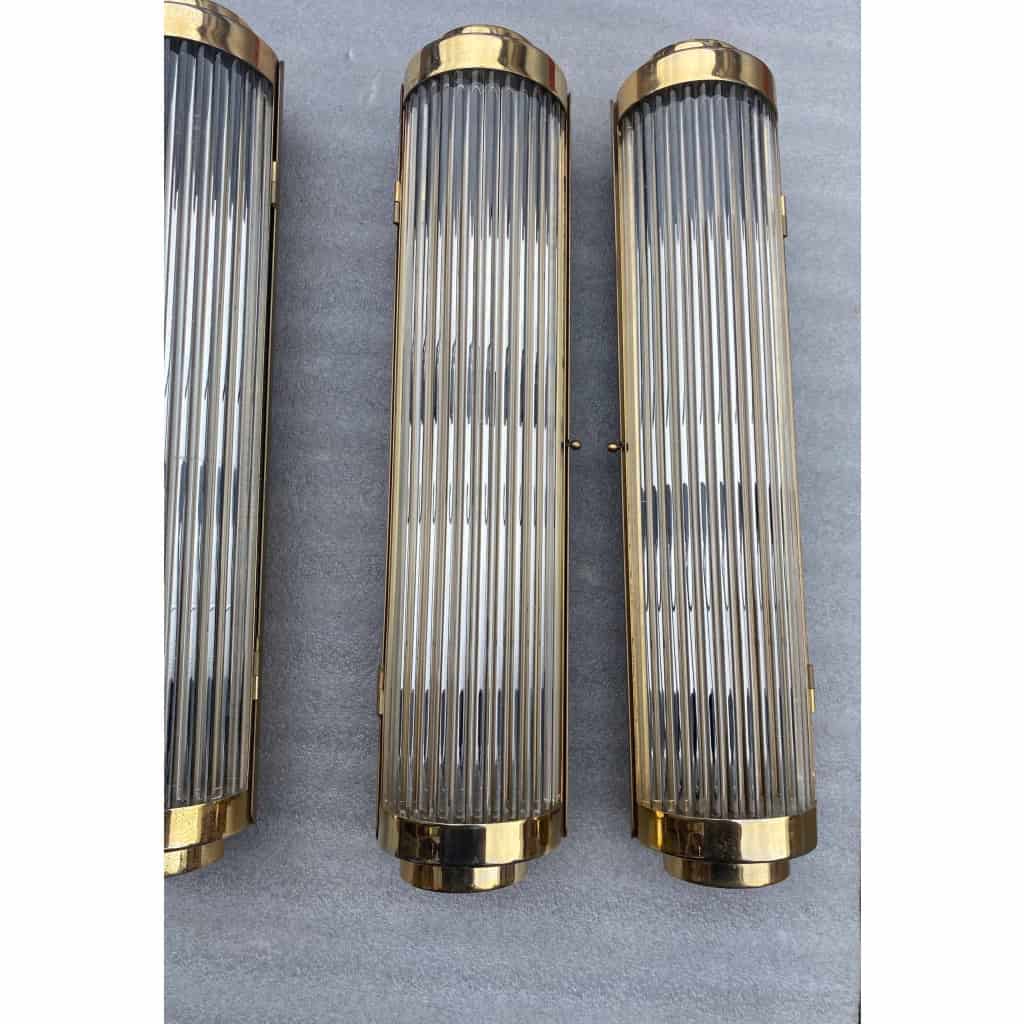1970′ Série de 4 appliques A Tubes de Verre Style Genet Michon Ou Petitot | Biron 1970′ Série de 4 appliques A Tubes de Verre Style Genet Michon Ou Petitot