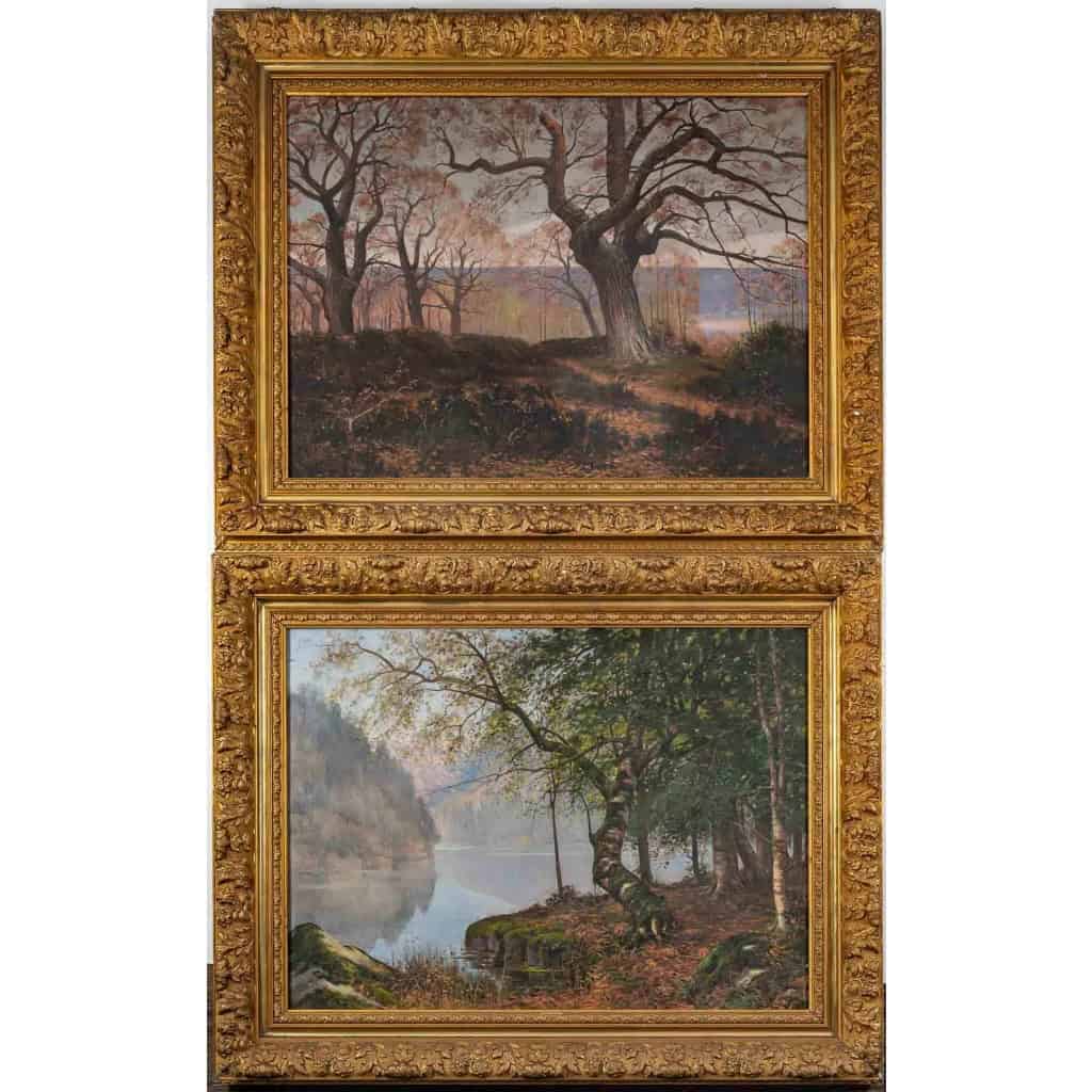 Une paire de tableaux huile sur toile fin XIXème siècle | Biron |||||||||||||||