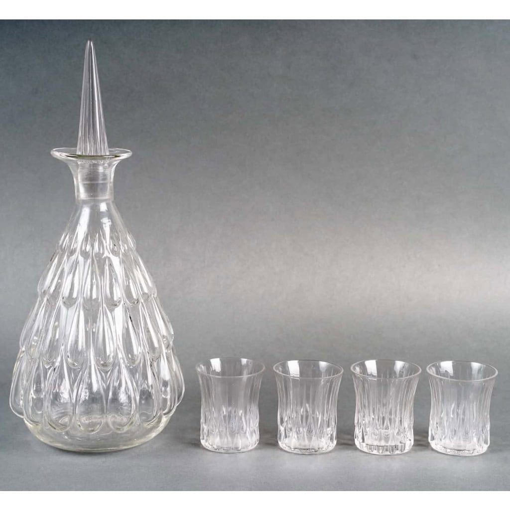 Service « Gouttes d’Eau » verre blanc de René LALIQUE – 5 pièces | Biron |||||||||||