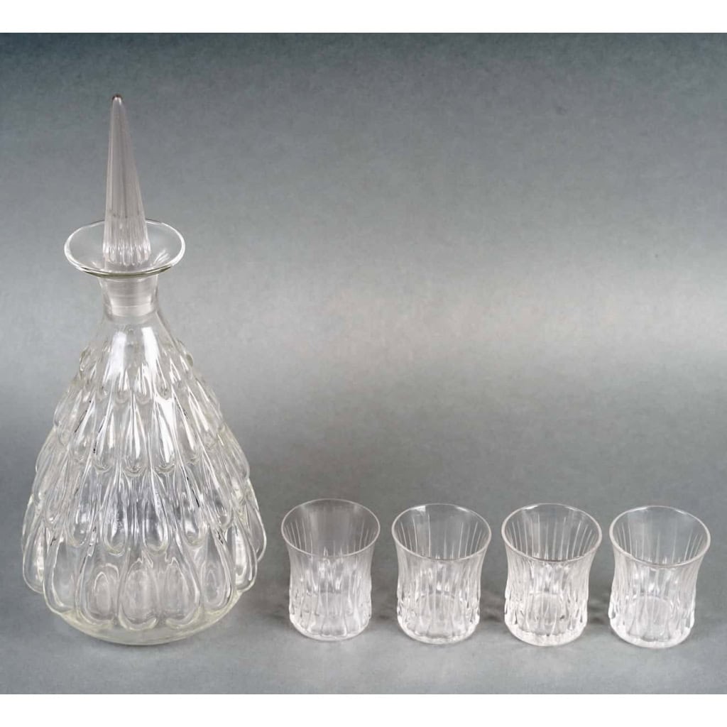 Service « Gouttes d’Eau » verre blanc de René LALIQUE – 5 pièces | Biron Service "Gouttes d'Eau" verre blanc de René LALIQUE - 5 pièces