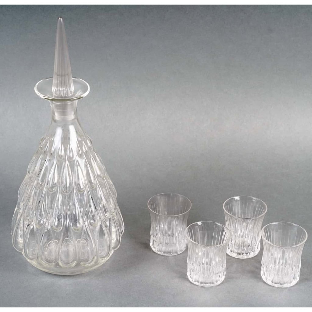 Service « Gouttes d’Eau » verre blanc de René LALIQUE – 5 pièces | Biron Service "Gouttes d'Eau" verre blanc de René LALIQUE - 5 pièces