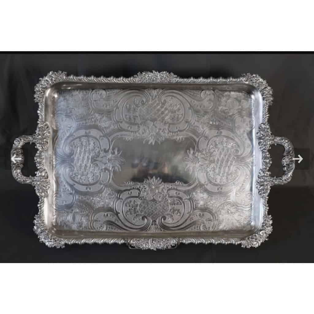 Charles Nicolas ODIOT – Important plateau en argent massif circa 1840/1860 | Biron ||||||
