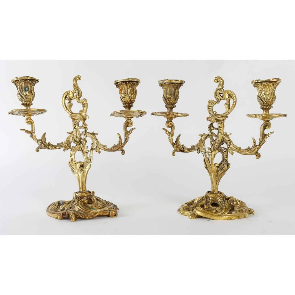 Paire de Bougeoirs en Bronze du XIXème Siècle, Epoque Napoléon III