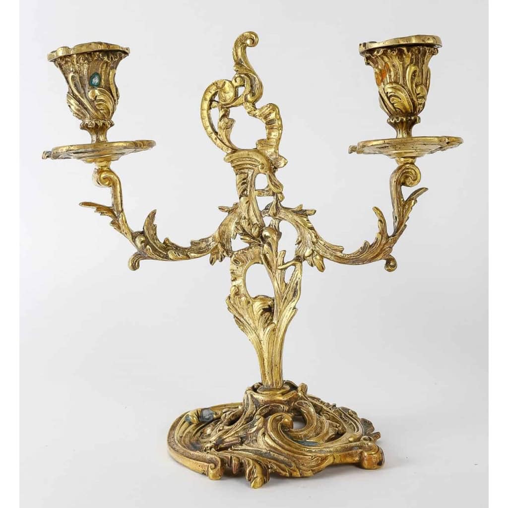 Paire de Bougeoirs en Bronze du XIXème Siècle, Epoque Napoléon III