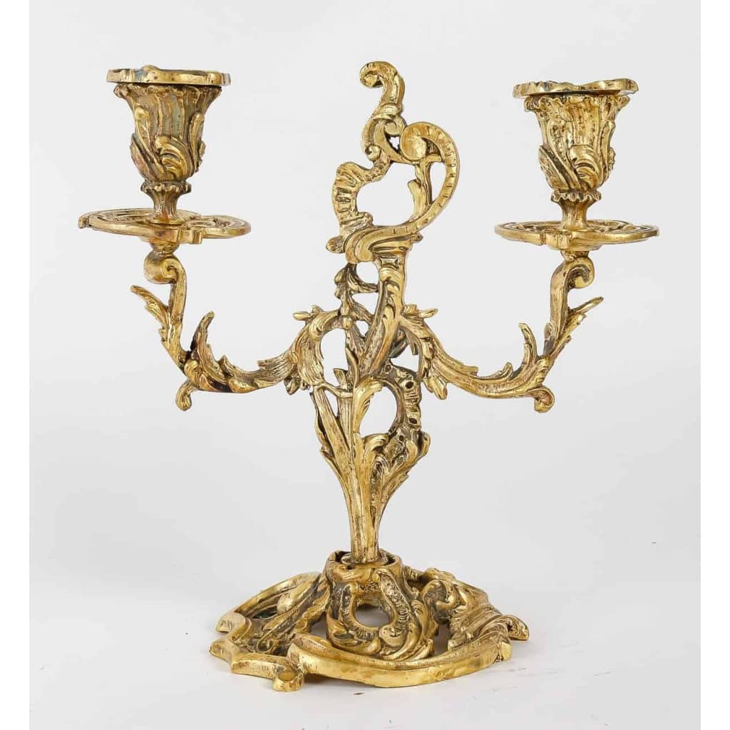 Paire de Bougeoirs en Bronze du XIXème Siècle, Epoque Napoléon III