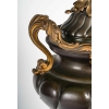 Urne en bronze à double patine sur socle en marbre rouge griotte, style Louis XV, XIXème siècle | Biron Urne en bronze à double patine sur socle en marbre rouge griotte, style Louis XV, XIXème siècle