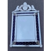1950/60 ‘ Miroir N3 Venise Rectangulaire à Fronton Avec Cadre en Verre Bleu Orné D Etoiles Argentées Centre Biseauté | Biron |||||||||