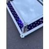 1950/60 ‘ Miroir N3 Venise Rectangulaire à Fronton Avec Cadre en Verre Bleu Orné D Etoiles Argentées Centre Biseauté | Biron 1950/60 ‘ Miroir N3 Venise Rectangulaire à Fronton Avec Cadre en Verre Bleu Orné D Etoiles Argentées Centre Biseauté