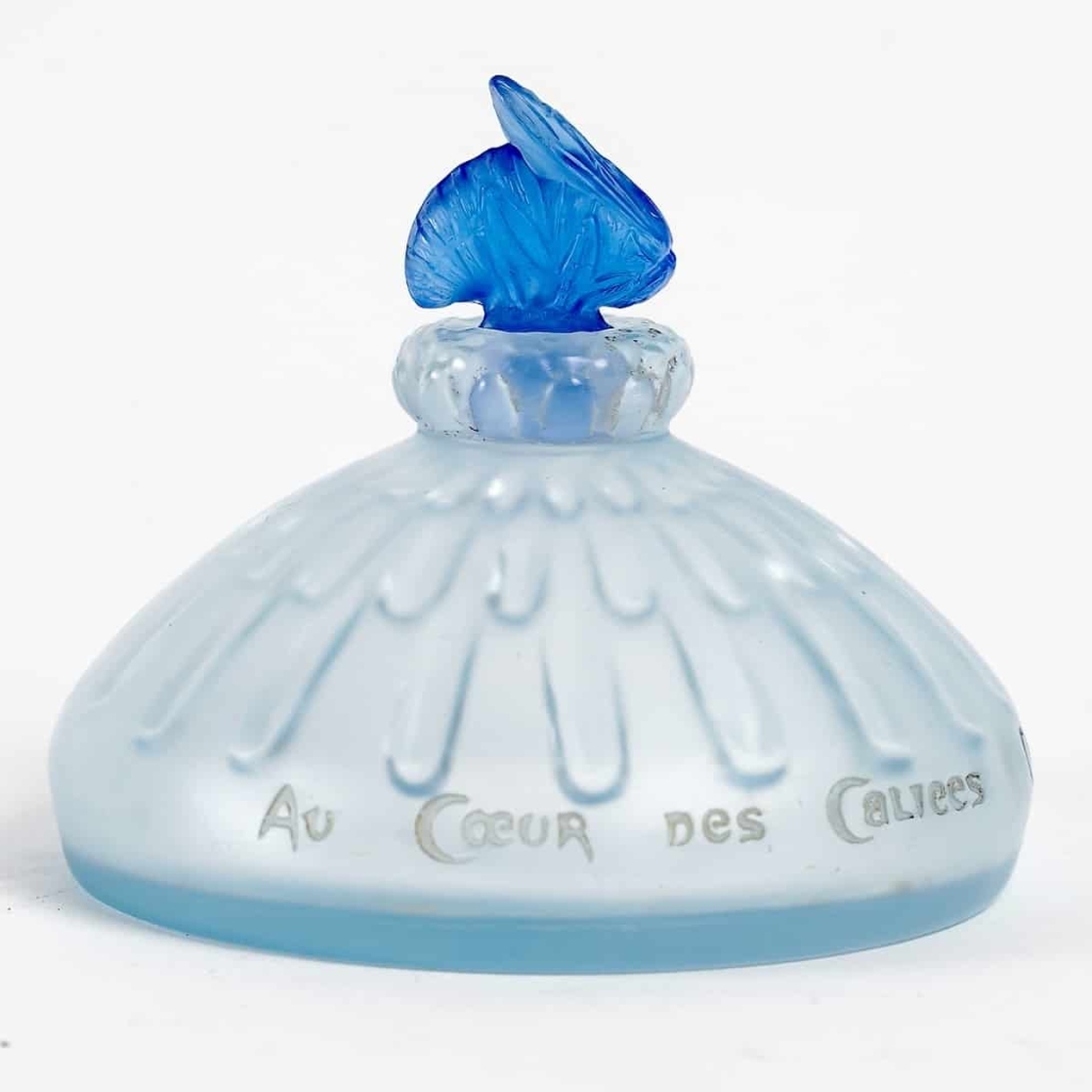 Flacon Prototype « Au Cœur des Calices » verre bleu ciel et bleu foncé de René LALIQUE pour Coty | Biron |||||||