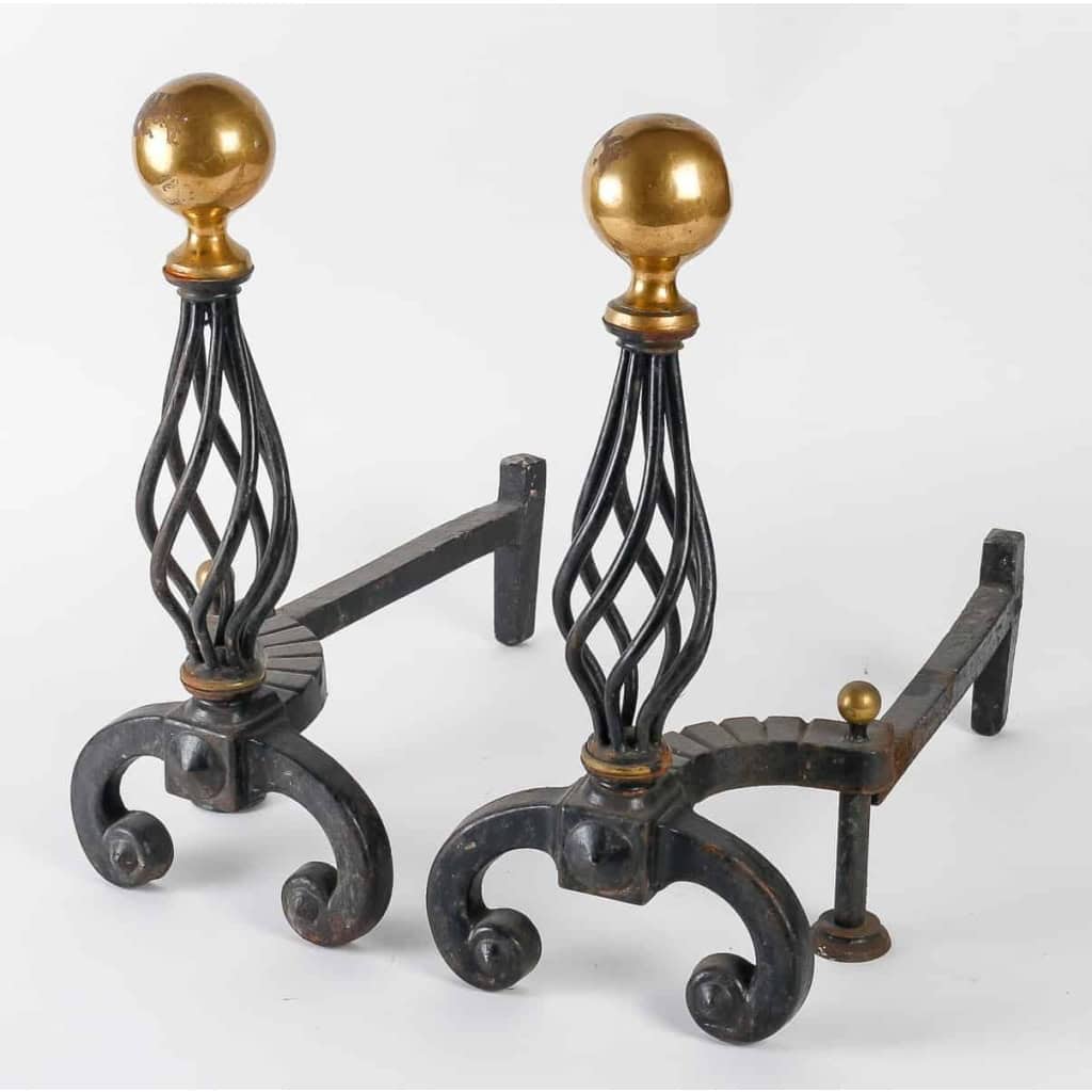 Paire de chenets en fer forgé | Biron ||||||||