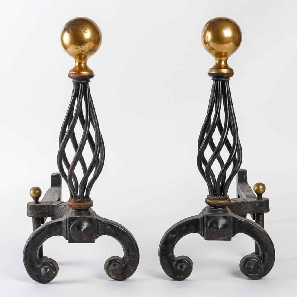 Paire de chenets en fer forgé | Biron Paire de chenets en fer forgé