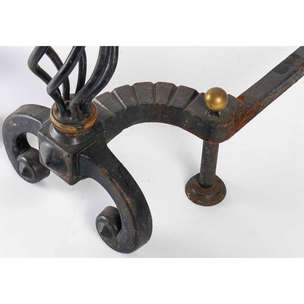 Paire de chenets en fer forgé | Biron Paire de chenets en fer forgé
