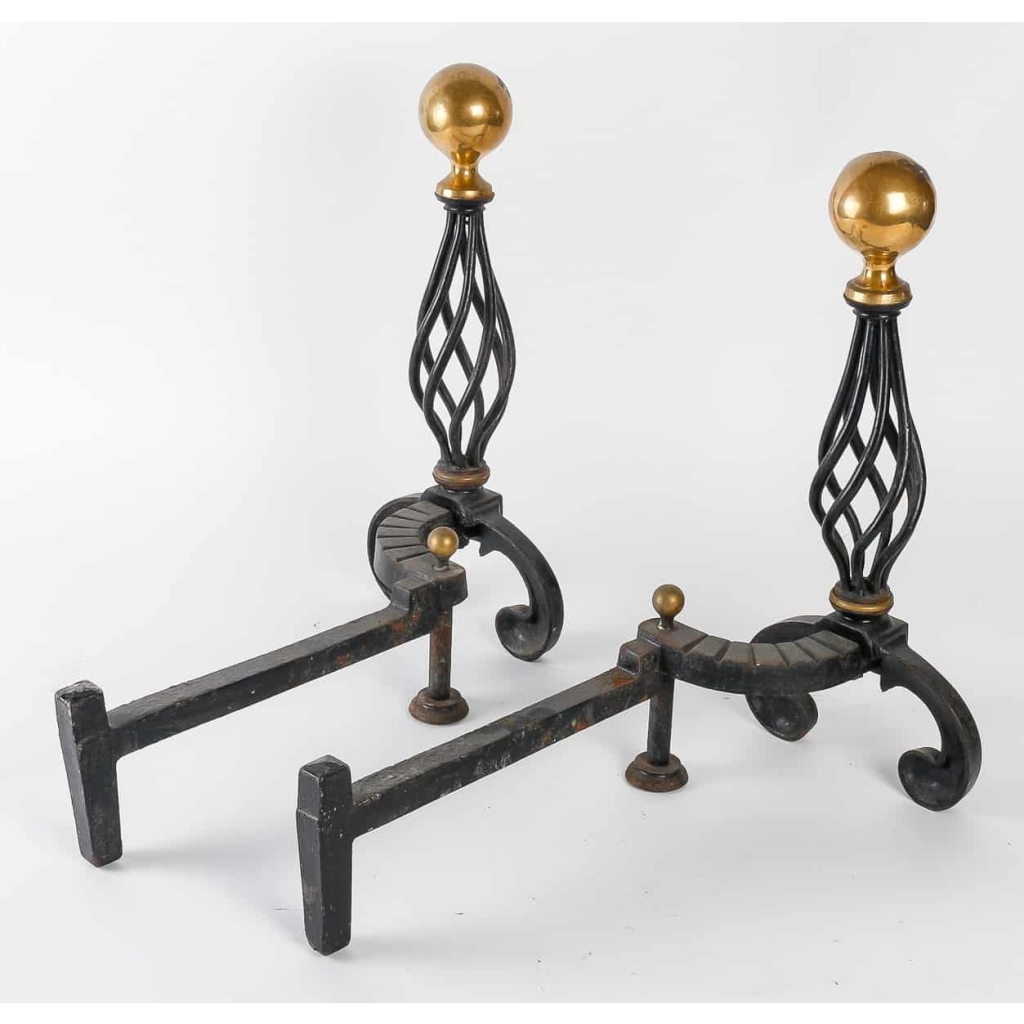 Paire de chenets en fer forgé | Biron Paire de chenets en fer forgé