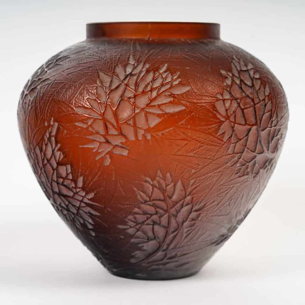 Vase « Estérel » verre ambre patiné blanc de René LALIQUE | Biron |||||