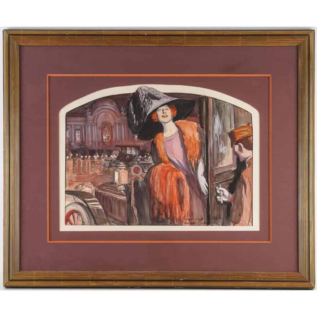 Une gouache encadrée et signée Simon, XIXème siècle | Biron |||||||