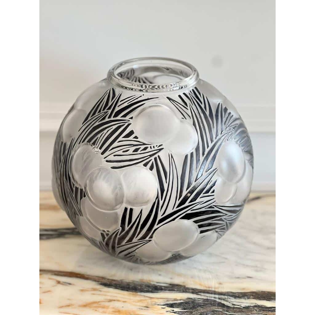 René Lalique : « Oranges » Vase en verre émaillé givré | Biron René Lalique : "Oranges" Vase en verre émaillé givré