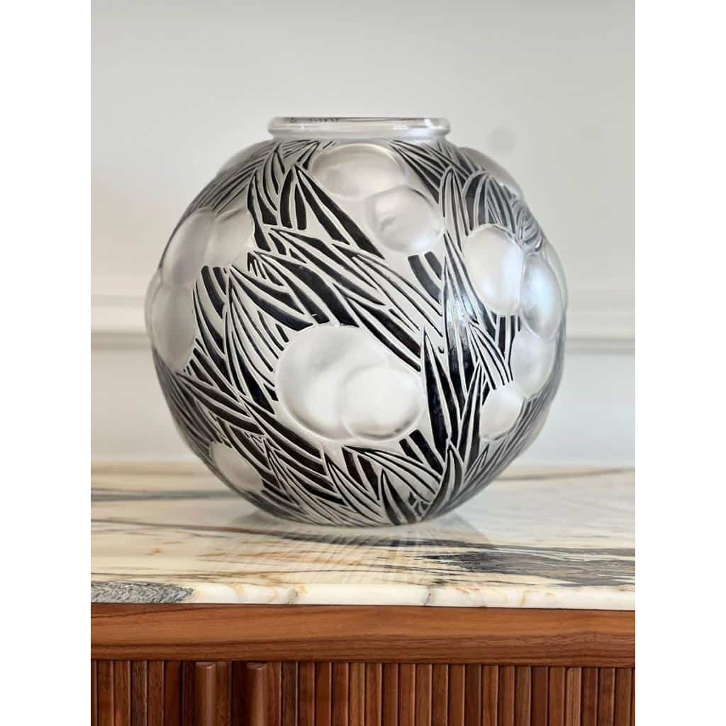 René Lalique : « Oranges » Vase en verre émaillé givré | Biron René Lalique : "Oranges" Vase en verre émaillé givré