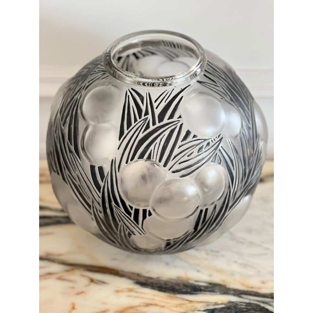 René Lalique : « Oranges » Vase en verre émaillé givré | Biron René Lalique : "Oranges" Vase en verre émaillé givré