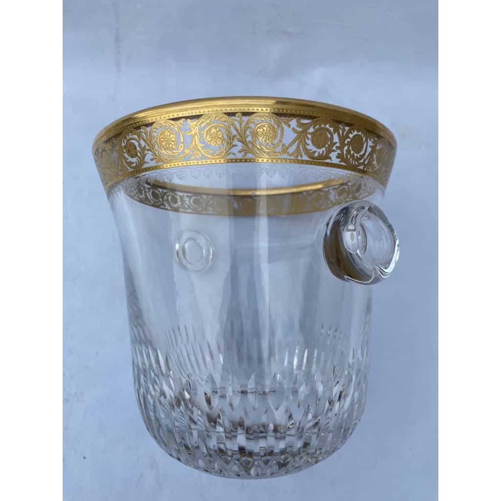 1970′ Seau à Champagne Cristal Signé St Louis Decors Dorés Modéle Thistle