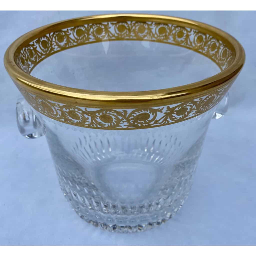 1970′ Seau à Champagne Cristal Signé St Louis Decors Dorés Modéle Thistle
