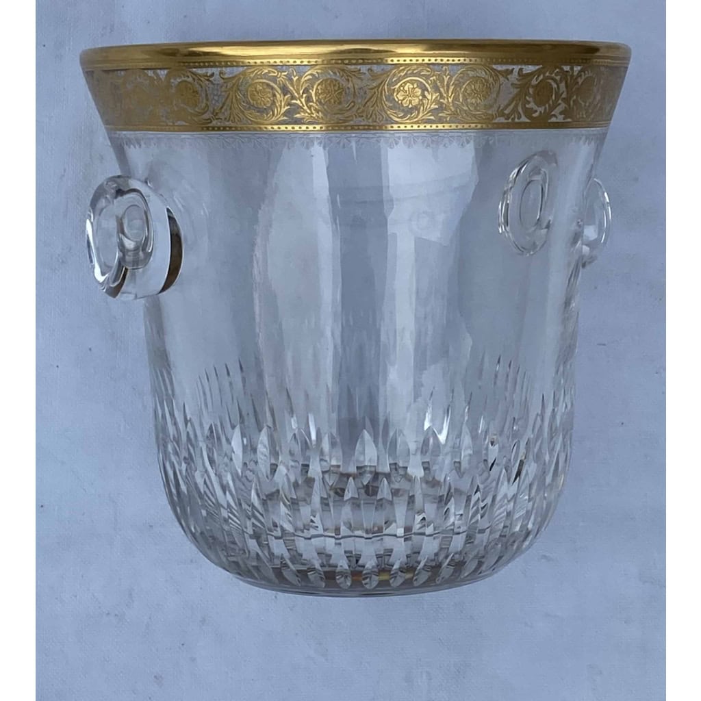 1970′ Seau à Champagne Cristal Signé St Louis Decors Dorés Modéle Thistle