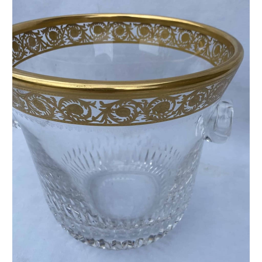 1970′ Seau à Champagne Cristal Signé St Louis Decors Dorés Modéle Thistle